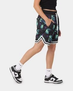 Goat Crew X Rick And Morty Space Skull Shorts Black/Multi-Coloured -Mitchell & Ness Shop 03010509 YB453 womens 0050