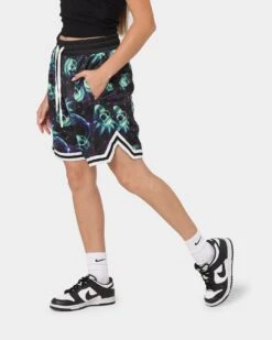 Goat Crew X Rick And Morty Space Skull Shorts Black/Multi-Coloured -Mitchell & Ness Shop 03010509 YB453 womens 0060