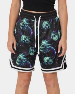 Goat Crew X Rick And Morty Space Skull Shorts Black/Multi-Coloured -Mitchell & Ness Shop 03010509 YB453 womens 0070