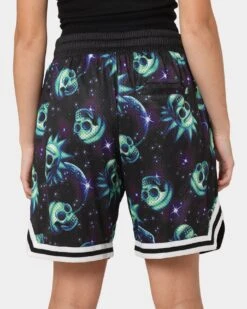 Goat Crew X Rick And Morty Space Skull Shorts Black/Multi-Coloured -Mitchell & Ness Shop 03010509 YB453 womens 0080