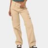 MNML Chloe Mid Rise Cargo Jeans Beige