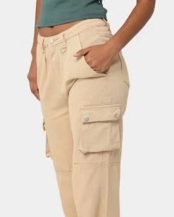 MNML Chloe Mid Rise Cargo Jeans Beige -Mitchell & Ness Shop 03010712 Y1000 womens 0040
