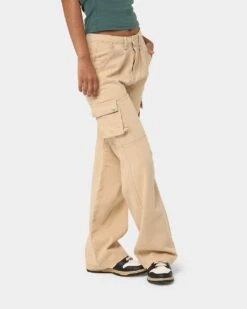 MNML Chloe Mid Rise Cargo Jeans Beige -Mitchell & Ness Shop 03010712 Y1000 womens 0050