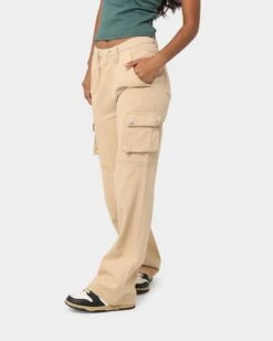 MNML Chloe Mid Rise Cargo Jeans Beige -Mitchell & Ness Shop 03010712 Y1000 womens 0060