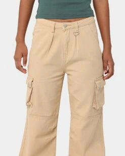 MNML Chloe Mid Rise Cargo Jeans Beige -Mitchell & Ness Shop 03010712 Y1000 womens 0070