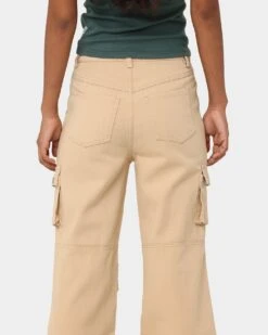 MNML Chloe Mid Rise Cargo Jeans Beige -Mitchell & Ness Shop 03010712 Y1000 womens 0080