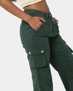 MNML Chloe Mid Rise Cargo Jeans Green -Mitchell & Ness Shop 03010712 YG600 womens 0030