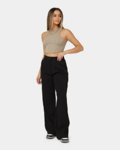 MNML Women's Wide Leg Pants Black -Mitchell & Ness Shop 03010714 YB001 womens 020