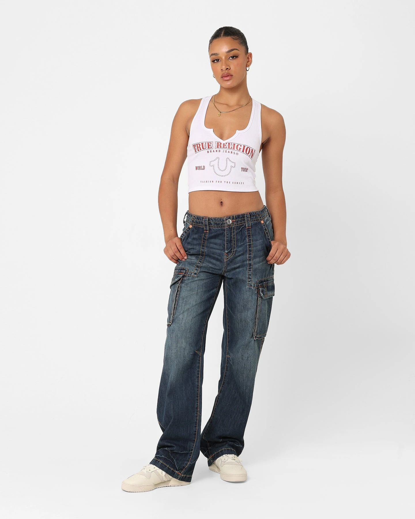 True Religion Women's Big T Cargo Pants Medium Wash True Religion Women's Big T Cargo Pants Medium Wash -Mitchell & Ness Shop 03010927 YM353 womens 0020