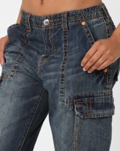 True Religion Women's Big T Cargo Pants Medium Wash 5 True Religion Women's Big T Cargo Pants Medium Wash -Mitchell & Ness Shop 03010927 YM353 womens 0040