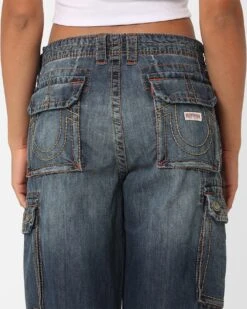 True Religion Women's Big T Cargo Pants Medium Wash 9 True Religion Women's Big T Cargo Pants Medium Wash -Mitchell & Ness Shop 03010927 YM353 womens 0080