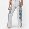 X-Girl Women's Denim Mixed Pants Light Grey
