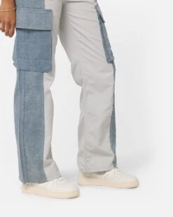 X-Girl Women's Denim Mixed Pants Light Grey -Mitchell & Ness Shop 03011031 YL210 womens 030