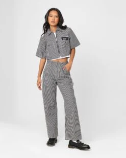 X-Girl Women's Peels Painter Pants Black/White -Mitchell & Ness Shop 03011142 YN200 womens 00100