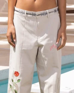 Loiter Western Trouser Off White -Mitchell & Ness Shop 03011306 YO007 womens 000070 scaled