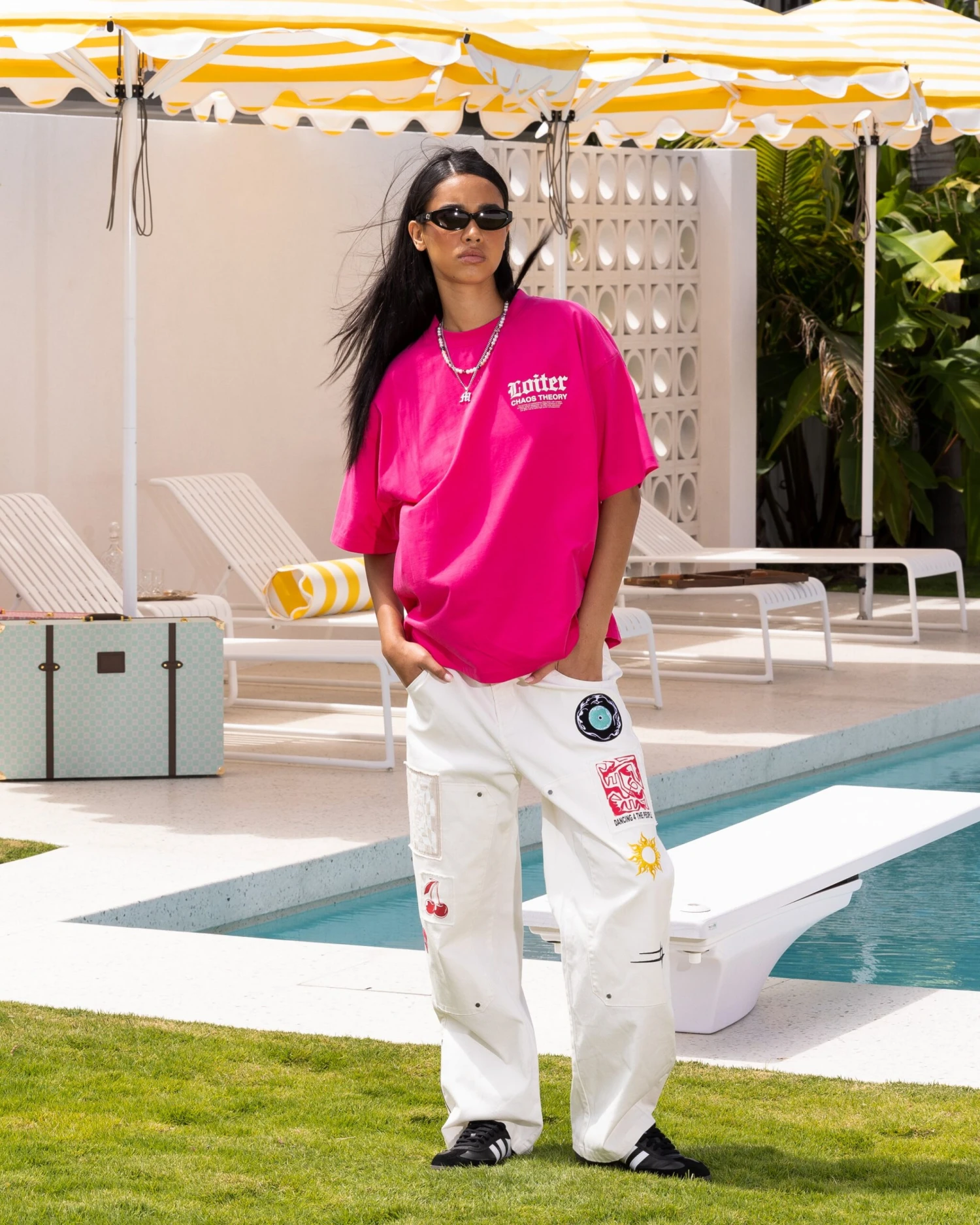 Loiter Patchwork Double Knee Pants Off White Loiter Patchwork Double Knee Pants Off White -Mitchell & Ness Shop 03011408 YO007 womens 0020 scaled