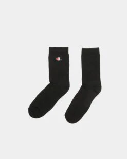 Champion 3 Pack C Logo Crew Socks Black -Mitchell & Ness Shop 06008261 YB001 default 00040