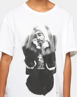 TUPAC Finger Short-Sleeve T-Shirt White -Mitchell & Ness Shop 08000433 YW100 womens 0000022