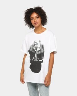 TUPAC Finger Short-Sleeve T-Shirt White -Mitchell & Ness Shop 08000433 YW100 womens 0000026