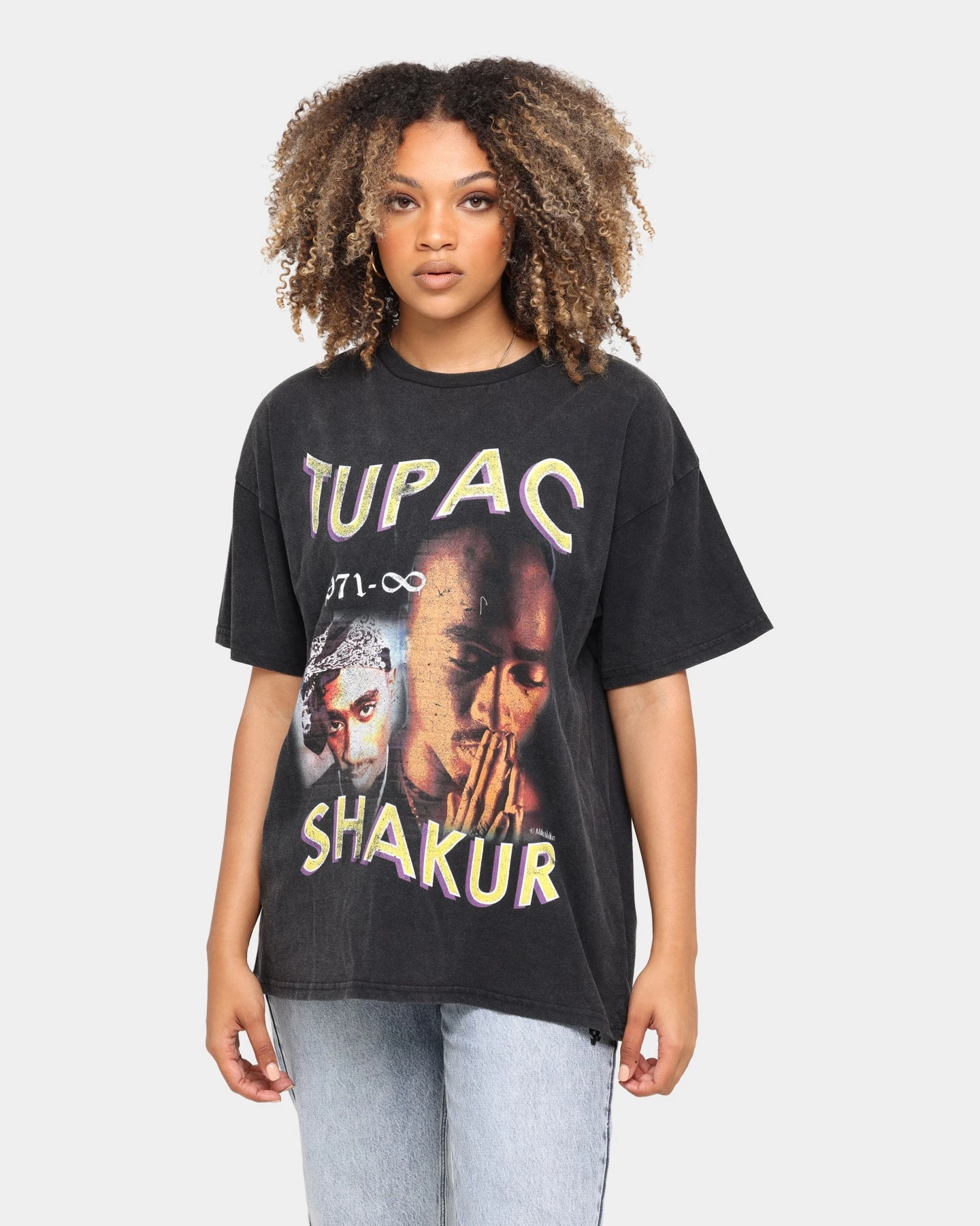TUPAC 1971 Infinity Short Sleeve Vintage T-Shirt Black TUPAC 1971 Infinity Short Sleeve Vintage T-Shirt Black -Mitchell & Ness Shop 08000518 YB001 womens 0020