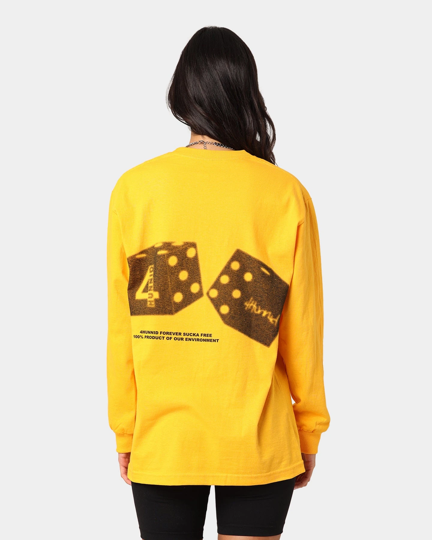 4HUNNID Roll The Dice Long Sleeve T-Shirt Mustard 4HUNNID Roll The Dice Long Sleeve T-Shirt Mustard -Mitchell & Ness Shop 08000654 YM017 womens 0060