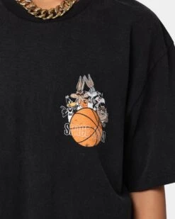 Space Jam Basketball Vintage T-Shirt Washed Black -Mitchell & Ness Shop 08000664 YW607 womens 0030
