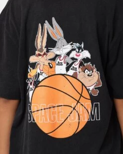 Space Jam Basketball Vintage T-Shirt Washed Black -Mitchell & Ness Shop 08000664 YW607 womens 0040