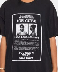 Ice Cube Amerikkkas Most Wanted T-Shirt Black Wash -Mitchell & Ness Shop 08000690 YB295 womens 0030