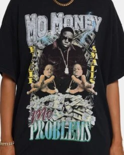 NOTORIOUS B.I.G Mo Money Vintage T-Shirt Black Wash -Mitchell & Ness Shop 08000700 YB295 womens 0030