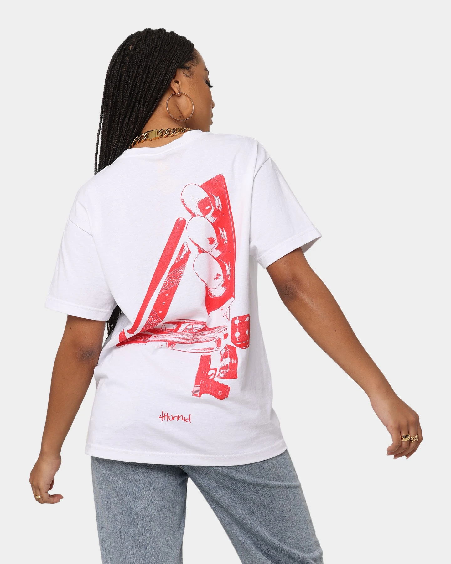 4HUNNID Street Short Sleeve T-Shirt White 4HUNNID Street Short Sleeve T-Shirt White -Mitchell & Ness Shop 08000726 YW100 womens 010
