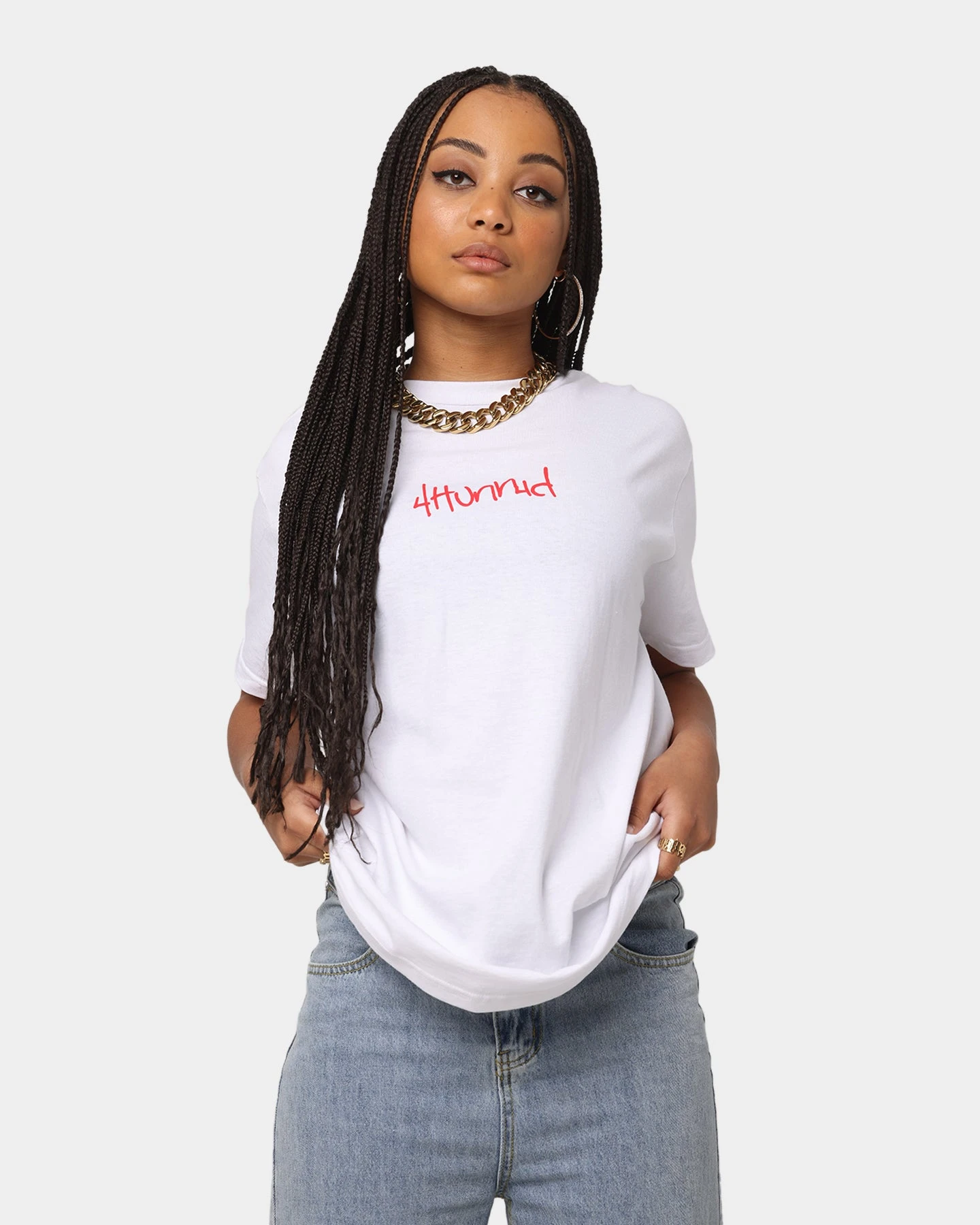 4HUNNID Street Short Sleeve T-Shirt White 4HUNNID Street Short Sleeve T-Shirt White -Mitchell & Ness Shop 08000726 YW100 womens 020