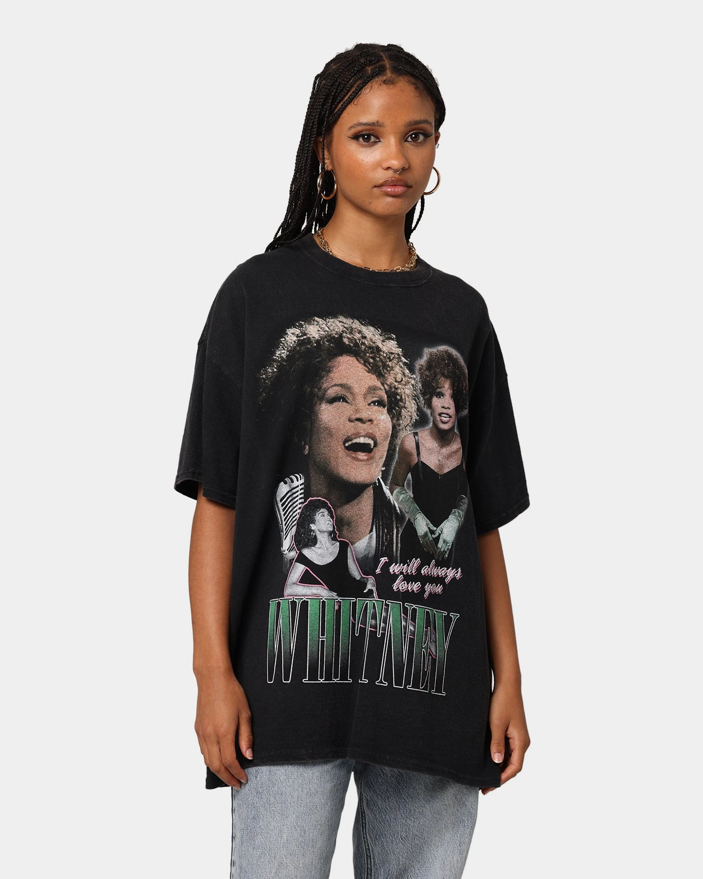 Whitney Houston Always Love You T-Shirt Black Wash Whitney Houston Always Love You T-Shirt Black Wash -Mitchell & Ness Shop 08000744 YB295 womens 0010
