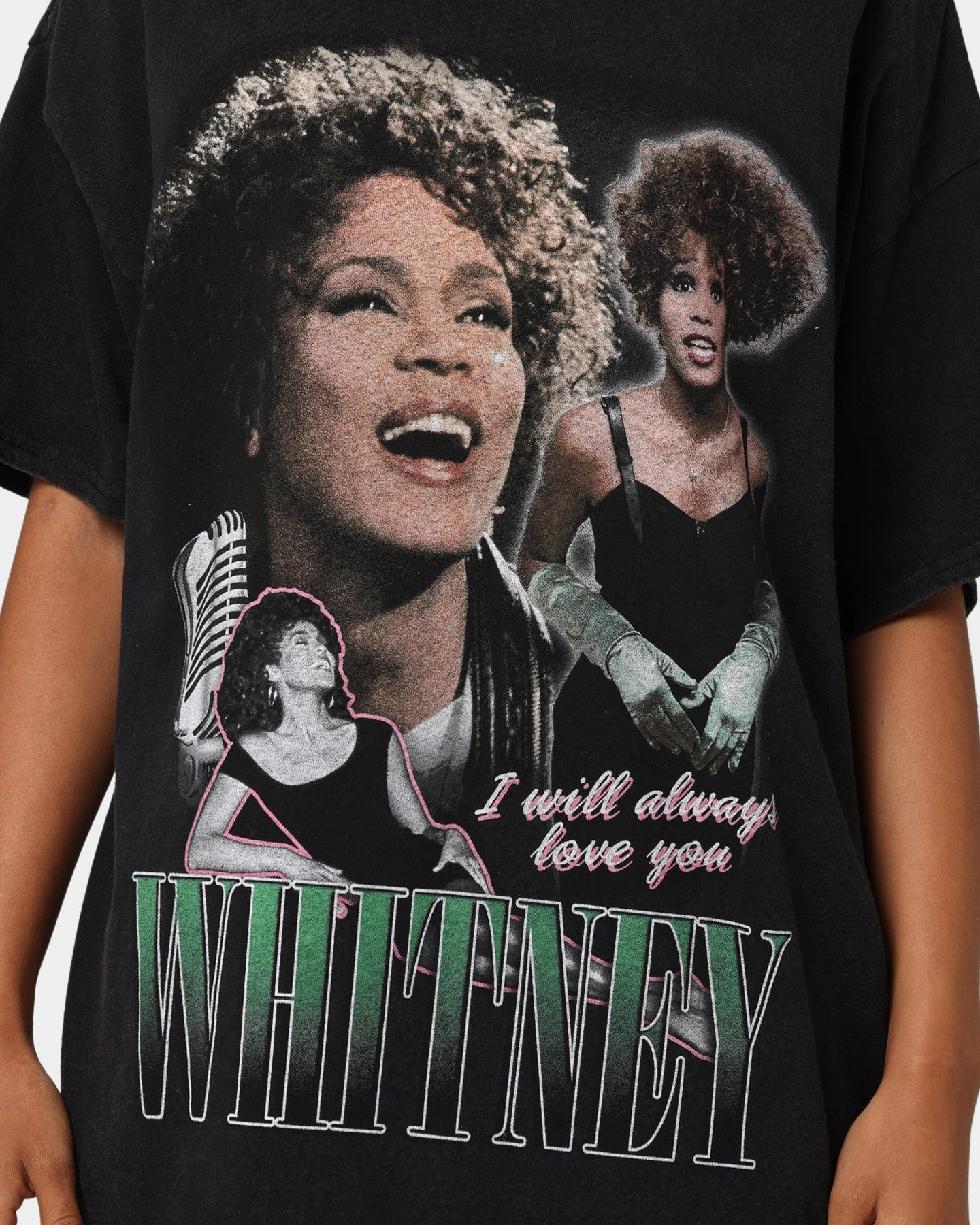 Whitney Houston Always Love You T-Shirt Black Wash Whitney Houston Always Love You T-Shirt Black Wash -Mitchell & Ness Shop 08000744 YB295 womens 0030