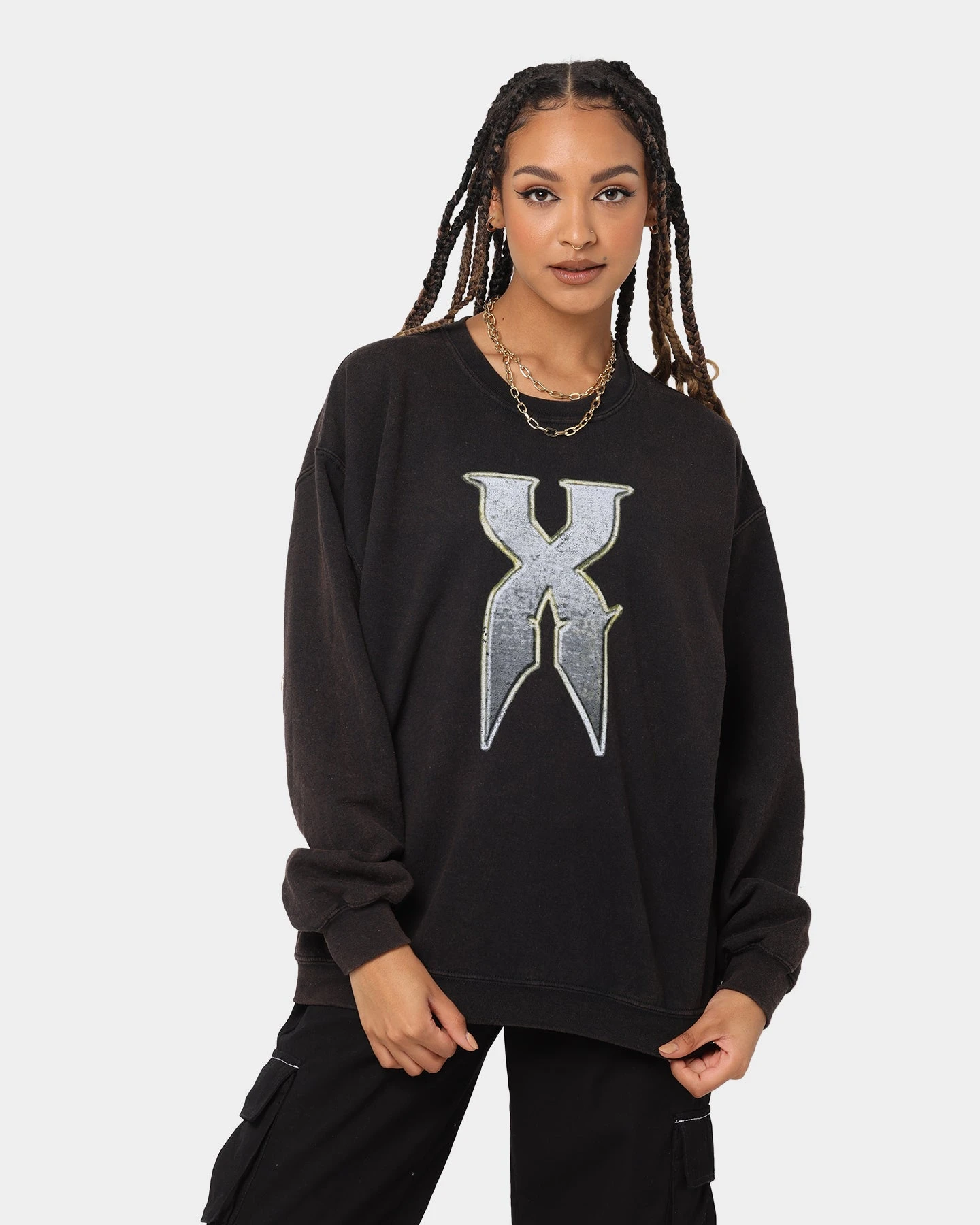 DMX X Fence Vintage Crew Black Wash DMX X Fence Vintage Crew Black Wash -Mitchell & Ness Shop 08000758 YB295 womens 0010