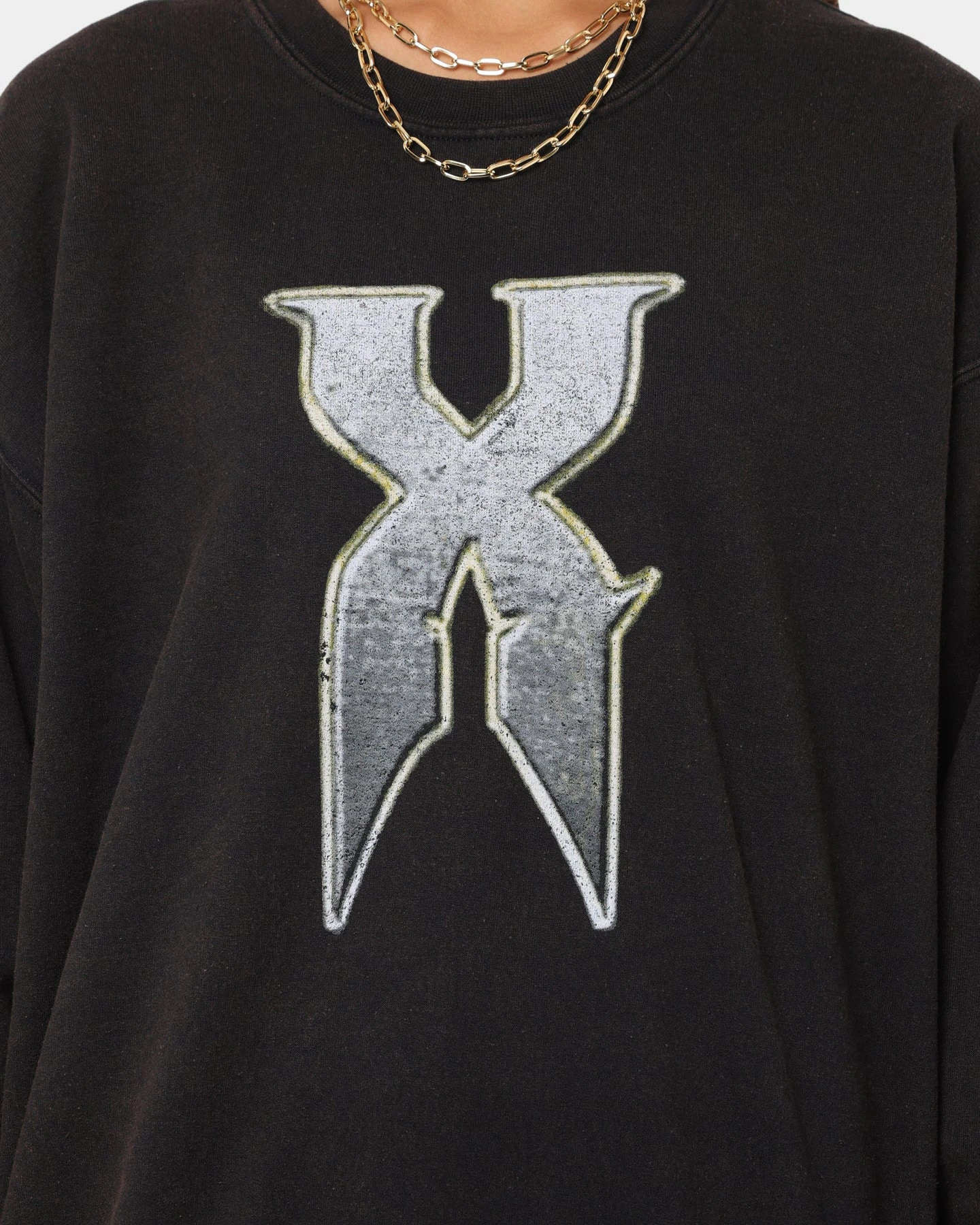 DMX X Fence Vintage Crew Black Wash DMX X Fence Vintage Crew Black Wash -Mitchell & Ness Shop 08000758 YB295 womens 0030