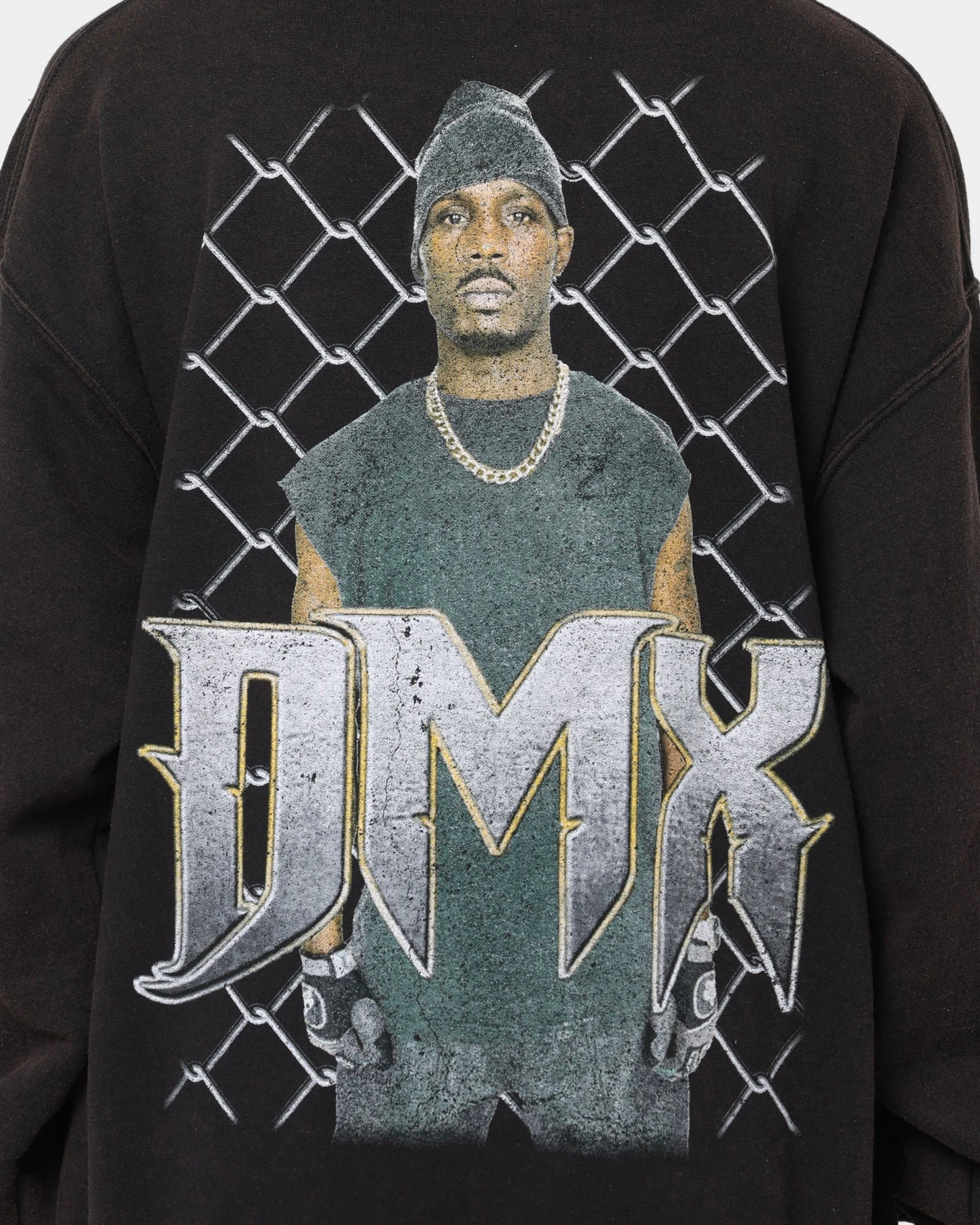 DMX X Fence Vintage Crew Black Wash DMX X Fence Vintage Crew Black Wash -Mitchell & Ness Shop 08000758 YB295 womens 0040