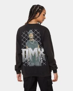 DMX X Fence Vintage Crew Black Wash 9 DMX X Fence Vintage Crew Black Wash -Mitchell & Ness Shop 08000758 YB295 womens 0080