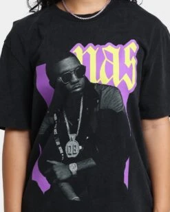 Nas The World Is Yours Washed Black -Mitchell & Ness Shop 08000802 YW607 womens 0030