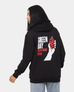 Green Day American Idiot Hoodie Black -Mitchell & Ness Shop 08000824 YB001 womens 0070
