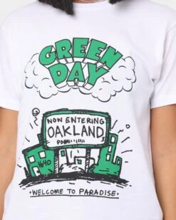 Green Day Welcome To Paradise T-Shirt White -Mitchell & Ness Shop 08000856 YW100 womens 0030