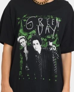 Green Day Green Lean T-Shirt Black -Mitchell & Ness Shop 08000909 YB001 womens 0030