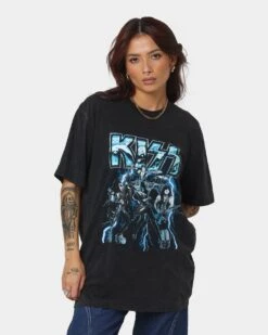 Kiss Lightning Bolt T-Shirt Black Wash