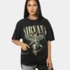 Nirvana In Utero Distressed Circle T-Shirt Black Wash -Mitchell & Ness Shop 08000957 YB295 womens 0010