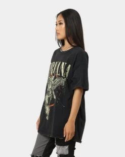 Nirvana In Utero Distressed Circle T-Shirt Black Wash -Mitchell & Ness Shop 08000957 YB295 womens 0060