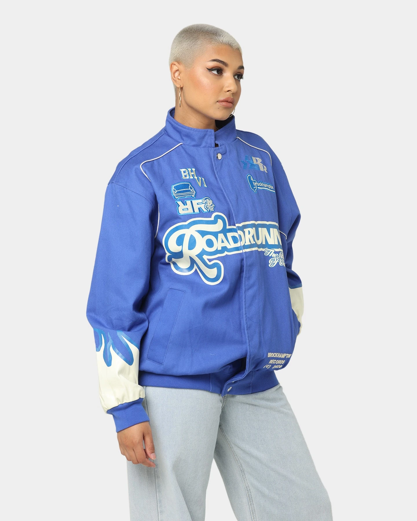 Brockhampton Flame Racing Jacket Royal Blue Brockhampton Flame Racing Jacket Royal Blue -Mitchell & Ness Shop 08000967 YR189 womens 0050