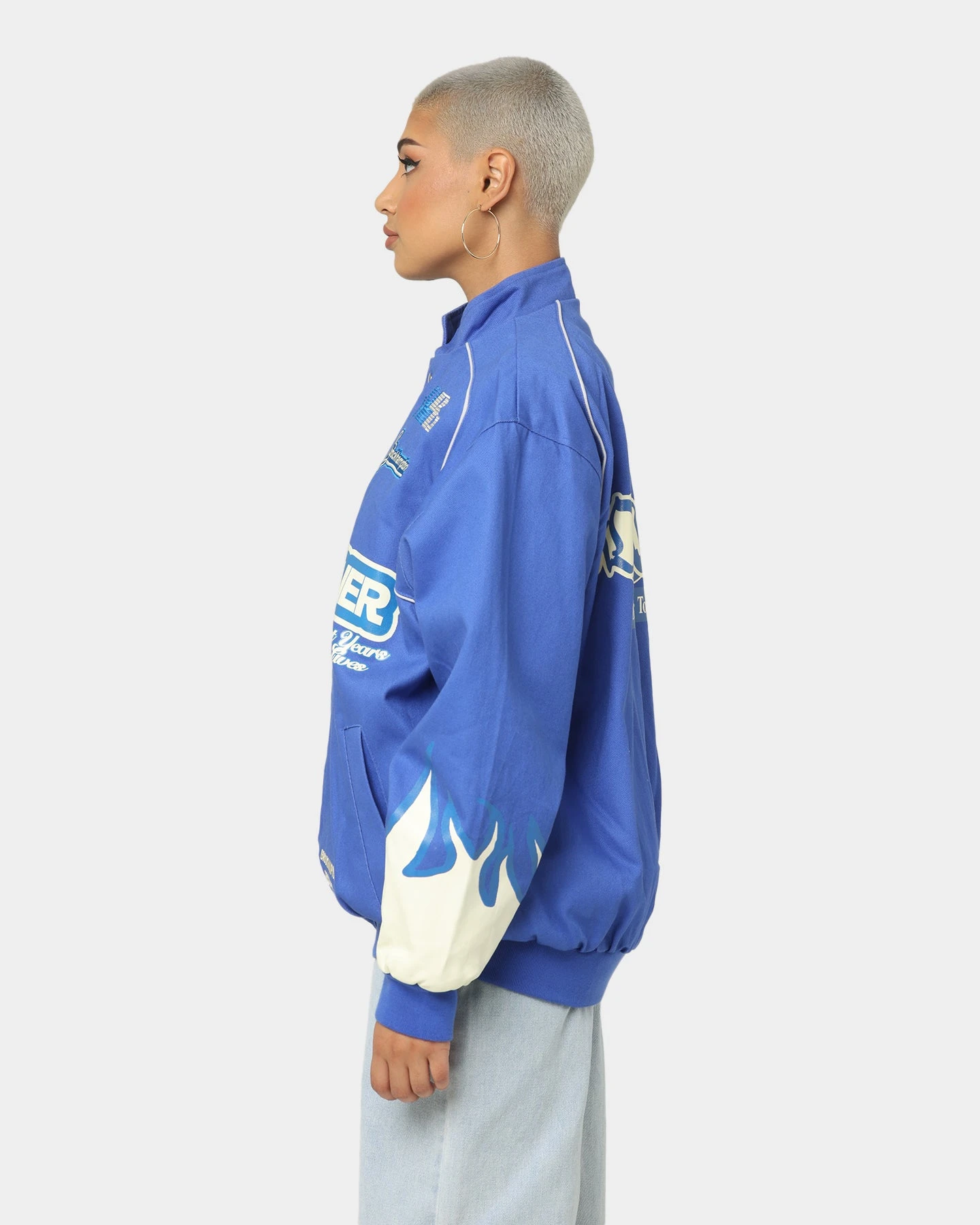 Brockhampton Flame Racing Jacket Royal Blue Brockhampton Flame Racing Jacket Royal Blue -Mitchell & Ness Shop 08000967 YR189 womens 0060