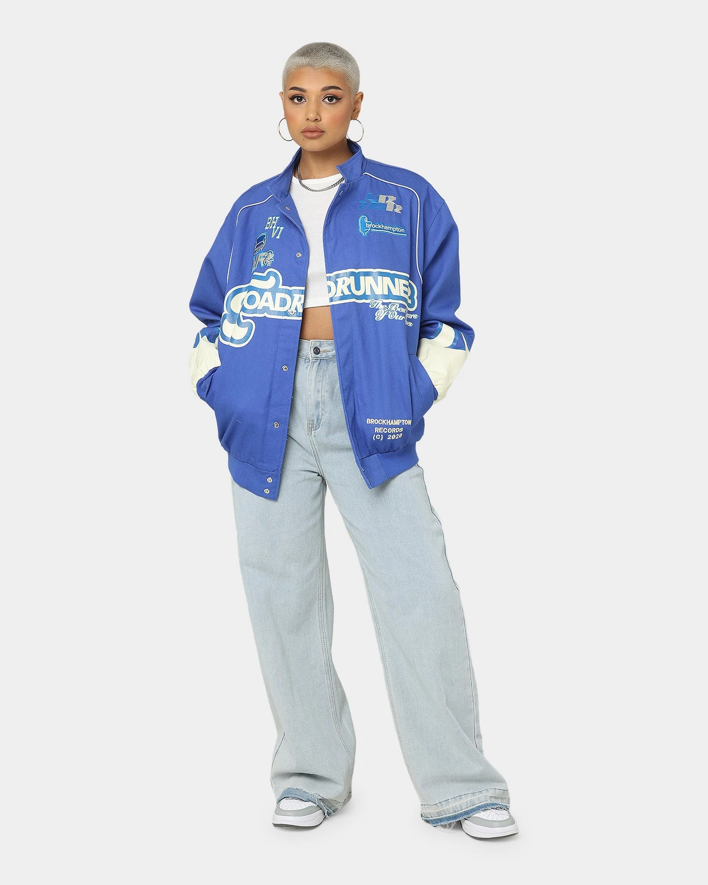 Brockhampton Flame Racing Jacket Royal Blue Brockhampton Flame Racing Jacket Royal Blue -Mitchell & Ness Shop 08000967 YR189 womens 0080