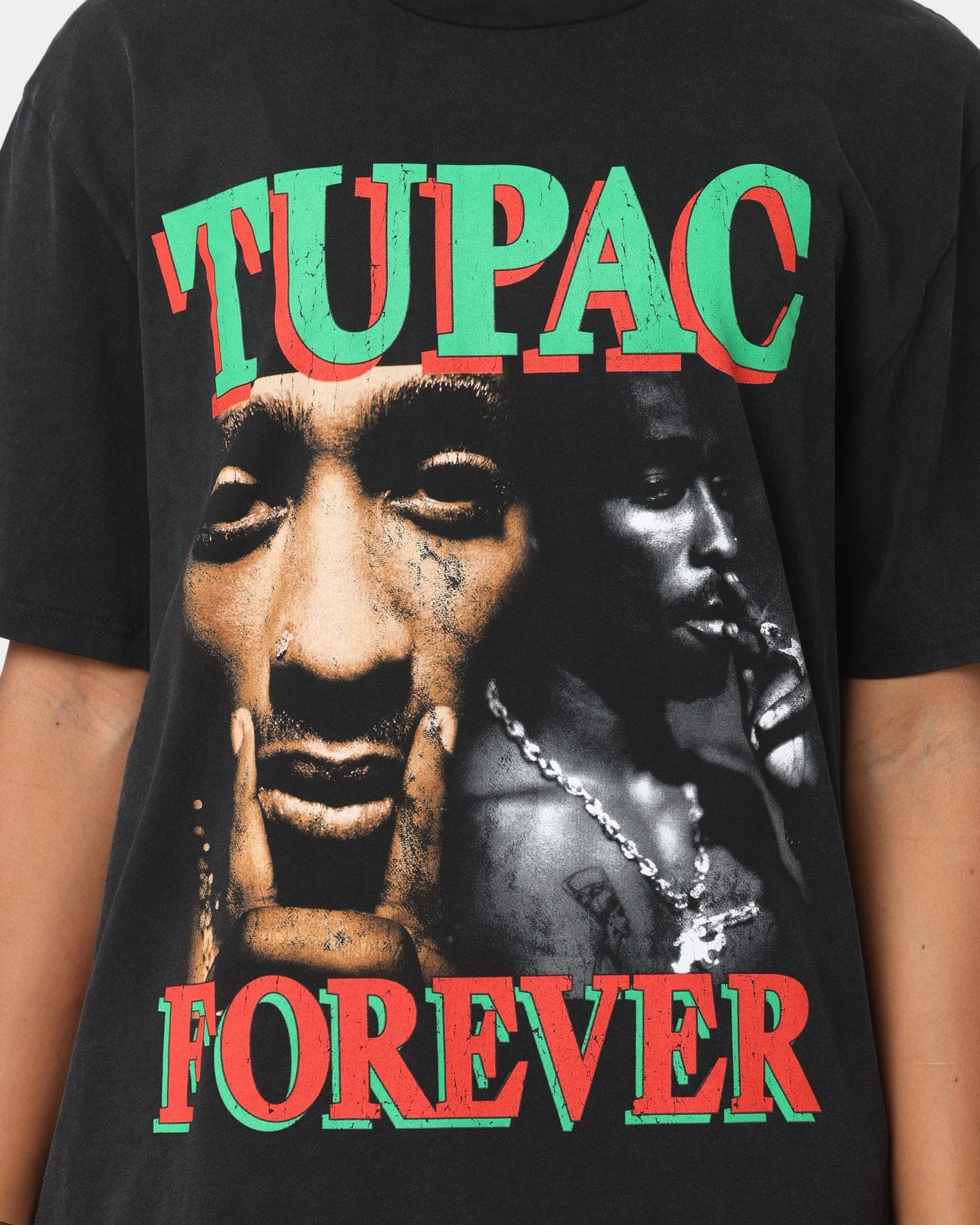 Tupac Forever T-Shirt Black Wash Tupac Forever T-Shirt Black Wash -Mitchell & Ness Shop 08000987 YB295 womens 0030