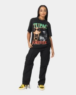 Tupac Forever T-Shirt Black Wash 9 Tupac Forever T-Shirt Black Wash -Mitchell & Ness Shop 08000987 YB295 womens 0080