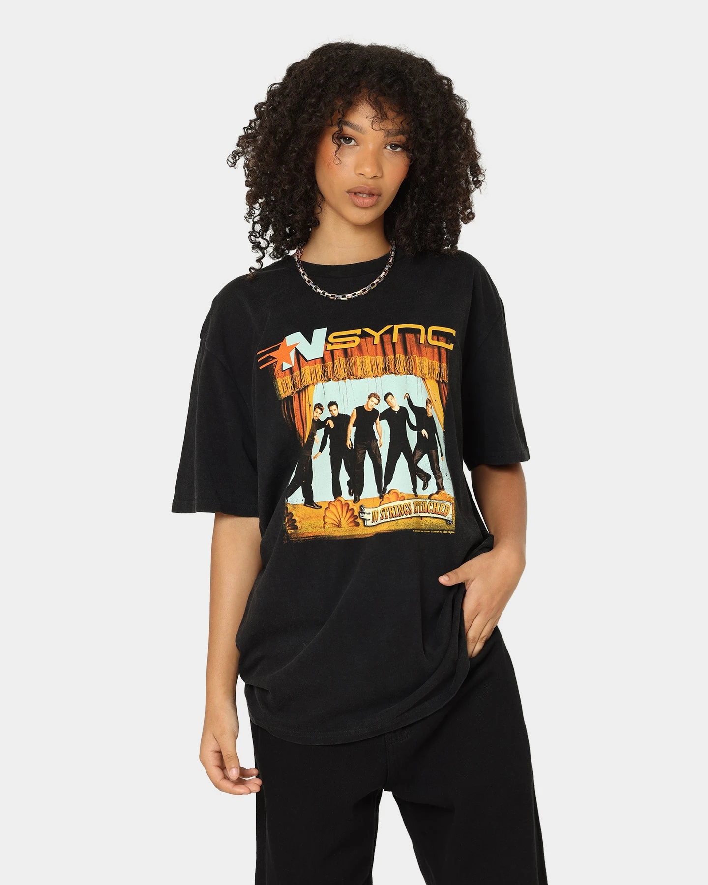 NSYNC No Strings Attached T-Shirt Washed Black NSYNC No Strings Attached T-Shirt Washed Black -Mitchell & Ness Shop 08001038 YW607 womens 0010